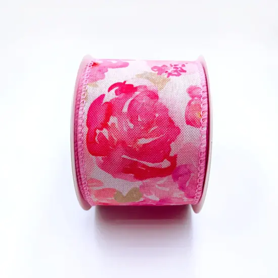 Designer&rsquo;s Shop WR 63-5201 Spring Summer Pink Wild Rose floral wired edge ribbons (2.5" x 10 yards) {2}