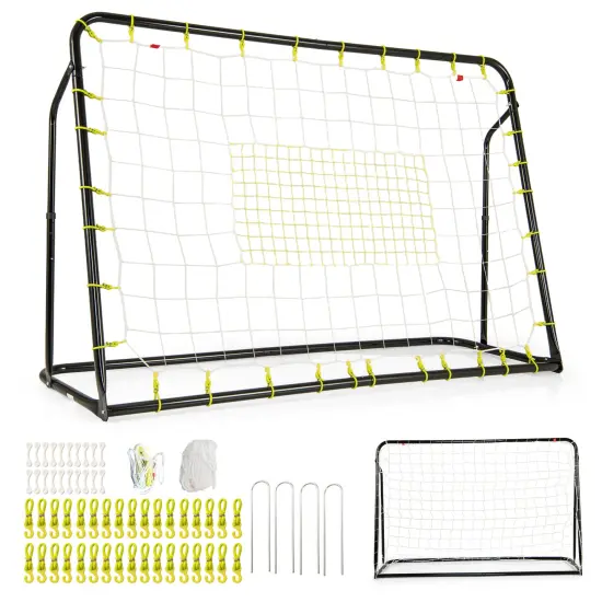 2-in-1 Kids Soccer Goal Set with Adjustable Height and Metal Pipes Ideal for Outdoor Use Black {7}
