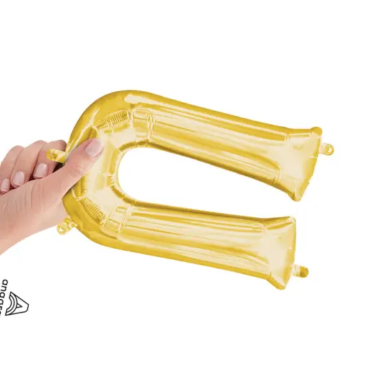 Anagram&reg; 16" Gold Letter U Balloon Air Fill Only Foil Mylar {2}