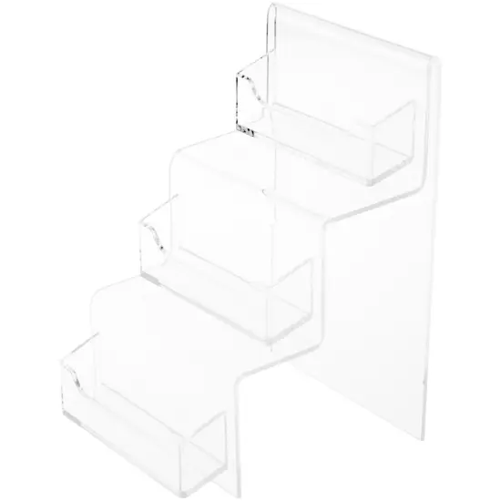 Plymor Clear Acrylic 3-Pocket Business Card Display Stairs, 6.75" H x 4.375" W x 4.75" D {1}