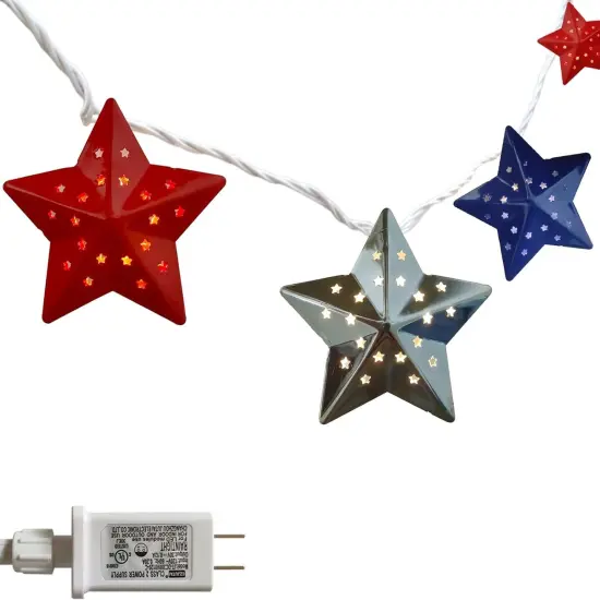 4th of July Decorations Red White and Blue Star Lights 9.5Ft 10 LED Star String Light, Plug-in Patriotic Decor Lights for Indoor Outdoor Fourth of July Independence Day Memorial Day Patriotic Decor {1}