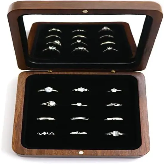 Rustic Wooden Ring Storage - 12 Slots {4}