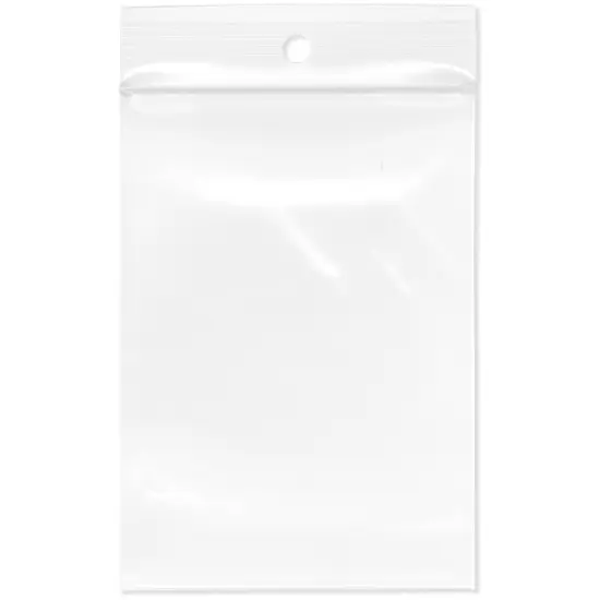 Plymor 3" x 4", 4 Mil with Hang-Hole Heavy Duty Zipper Reclosable Plastic Bags {1}