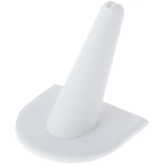Plymor White Faux Leather Ring Finger Display, Single on U-Shaped Base, 2" W x 2" D x 2" H {1}