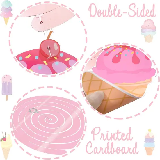 Ice Cream Party Hanging Swirls Ice Cream Birthday Party Decorations 20pcs Summer Ice Cream Party Hanging Decor Ice Cream Cone Swirls Streamer for Summer Theme Baby Shower Supplies {2}