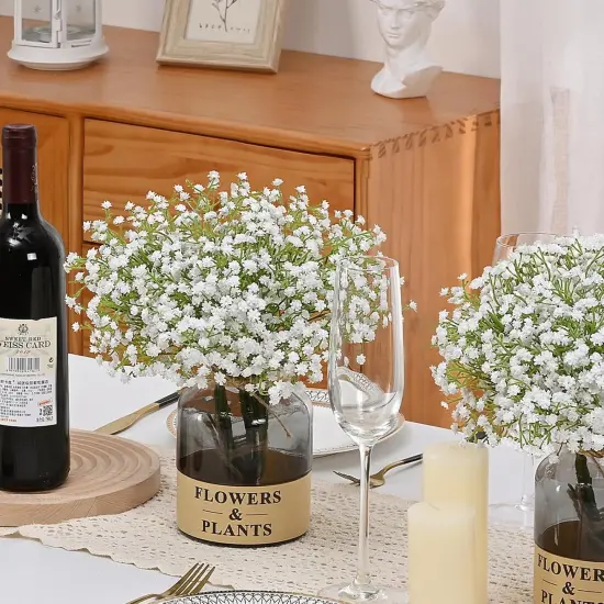 5 Pcs Babys Breath Artificial Flowers, White Long Stem Baby Breath Flowers Artificial Bulk, Real Touch Fake Babys Breath Gypsophila for Wedding Bridal Bouquet Party Arrangements Home Decor {2}