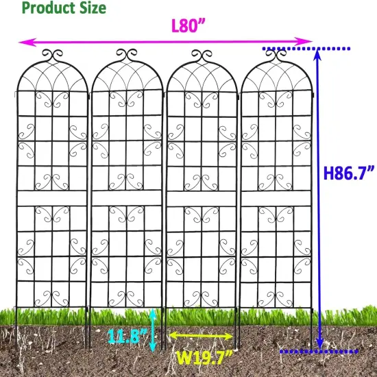 4-Pack Rustproof Metal Garden Trellis Plant Support {4}
