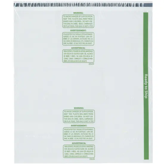 Plymor Ready to Ship 1.5 Mil Wicketed Poly Bags with Permanent Adhesive Strip and Suffocation Warning, 22" x 24" {1}