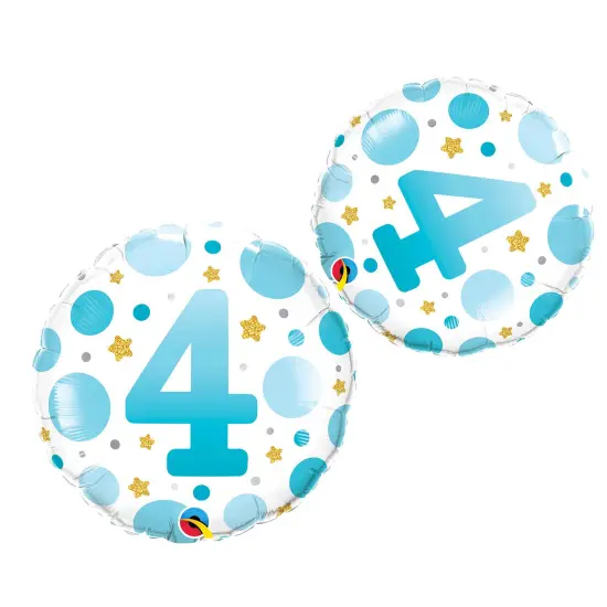 Age 4 Blue Dots 18 Inch Foil Mylar Balloon {2}