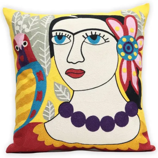 Soft Cotton Throw Pillow Covers Abstract Art Embroidery Square Cushion Cover Outdoor Balcony Pillow Cases for for Sofa Living Room and Bed 18 x 18 Inch (Pattern-2) {1}