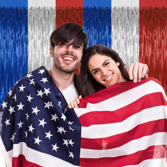 2 Pack 4th of July Party Supplies,3.28 Ft x 6.56 Ft 4th of July Tinsel Backdrop,Blue Silver Red Color Fringe Curtains Streamer Backdrop,4th of July Photo Backdrop Party Decorations {5}