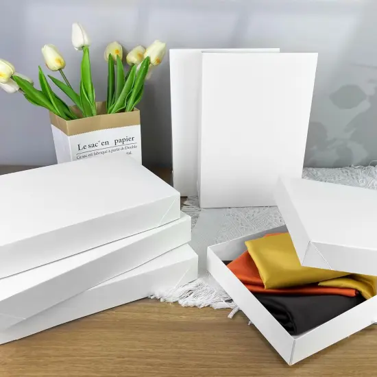 8 PCS White Gift Boxes with Lids Sizes 11'' x 7.48'' for Birthdays Graduations Christmas Weddings Baby Showers {3}