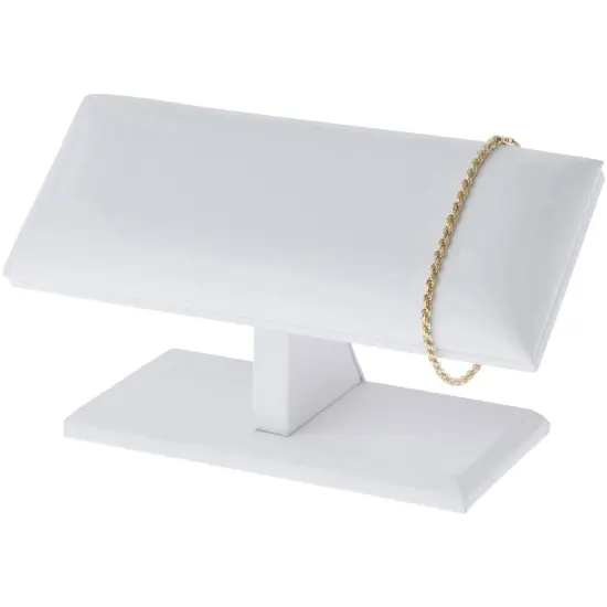 Plymor White Faux Leather Cushion Top T-Bar Bracelet Display Stand, 7.25" W x 3.25" D x 4.5" H {3}