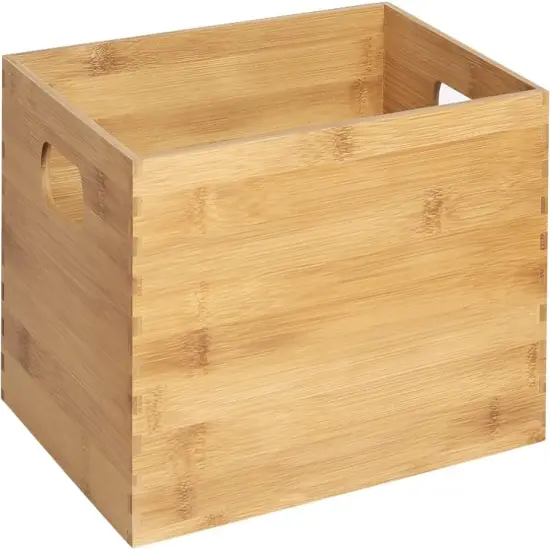 Set of 4 Nesting Wooden Crates for Storage, Bamboo Wood Storage Containers Bins, Handmade Natural Large Wooden Storage Boxes Baskets with Handles for Organizing Shelf Closet Cabinet {5}