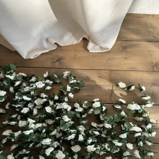 Artificial Rose Rattan Garland Fake Rose Vine Hanging Rose Ivy White Flowers Home Hotel Office Wedding Party Garden Craft Art Decoration {2}