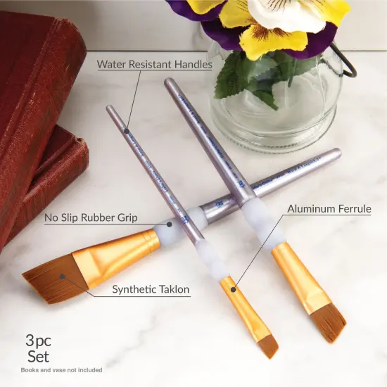 RCC 240 | Crafter's Choice&trade; 3pc Brown Taklon Angular Brush Set {4}