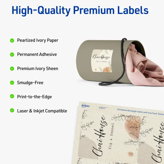 Avery Printable Rectangle Labels, 3" x 3.75", Pearlized Ivory, Laser & Inkjet Compatible, 48 Customizable Label Stickers (22823) {2}