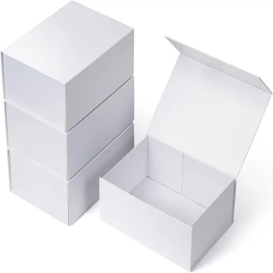 4 Pack 9.5x7x4 Inches Gift Boxes with Magnetic Closure Lids, White Magnetic Box for Wedding, Groomsmen Bridesmaid Proposal, Birthdays, Mother's Day {1}