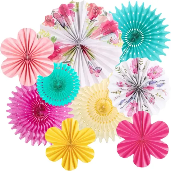Summer Paper Flowers Decorations for Wall Tea Party Decoration Paper Fans Classroom Decoration Paper Floral Backdrop Decor Paper Fans Decoration Flower Wall Decor {1}