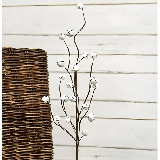 Large White Jingle Bell Pick 28.5 Inch Winter Holiday Stem Decoration {2}