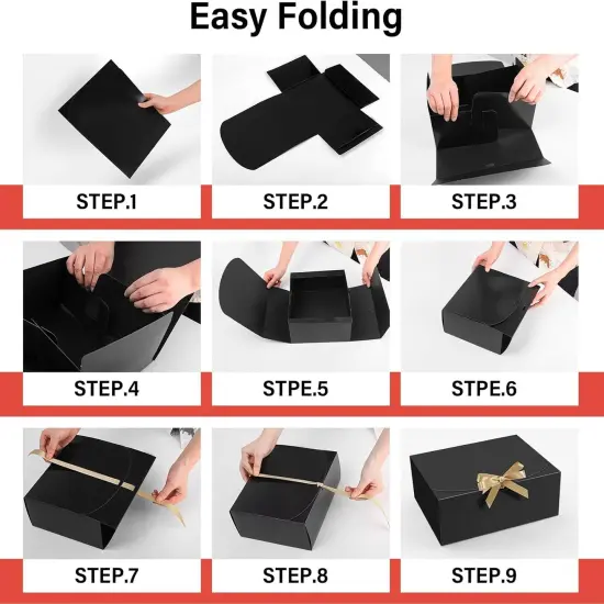 15 PCs Gift Boxes with Lids, Black 10X8X4 Inch Gift Boxes, Bridesmaid Proposal Box with Ribbon, Kraft Paper Boxes for Wedding, Packaging, Present, Birthday,Party {2}