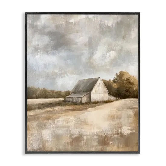 Stupell Industries Cloudy Farm Landscape Framed Giclee Design by Petal Prints Design {1}