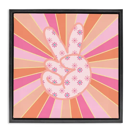 Stupell Industries Beaming Peace Sign Hand Floating Frame Design by Jesse Keith {1}