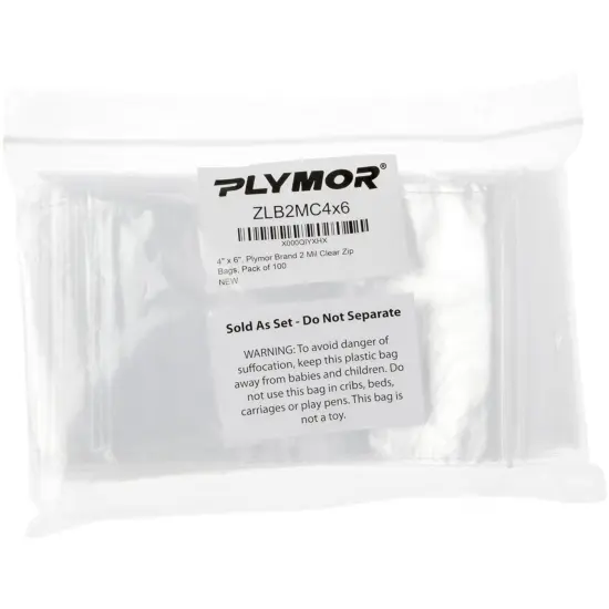 Plymor 4" x 6", 2 Mil Zipper Reclosable Plastic Bags {4}