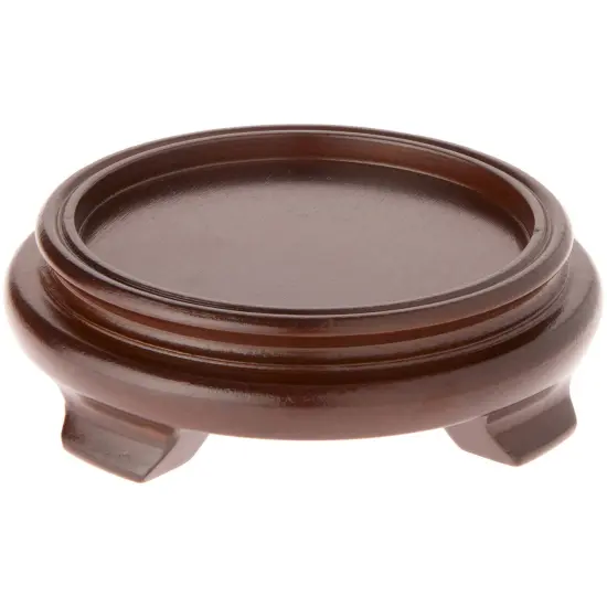Plymor Walnut Round Wood Veneer Footed Display Base, 5.5" W x 5.5" D x 1.375" H (4" Display Diameter) {1}