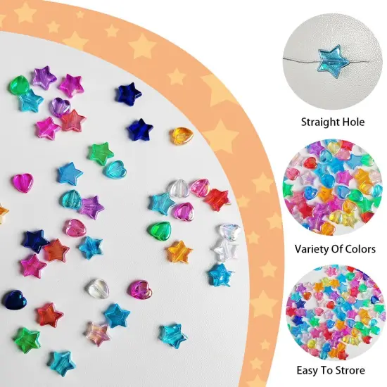600 PCS Heart Star Shape Beads, AB Acrylic Bead Star Beads, for Jewelry Making DIY Bracelet arrings {2}