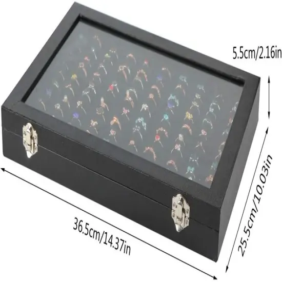 Ring Display Case Jewelry Organizer Box with Transparent Lid {2}