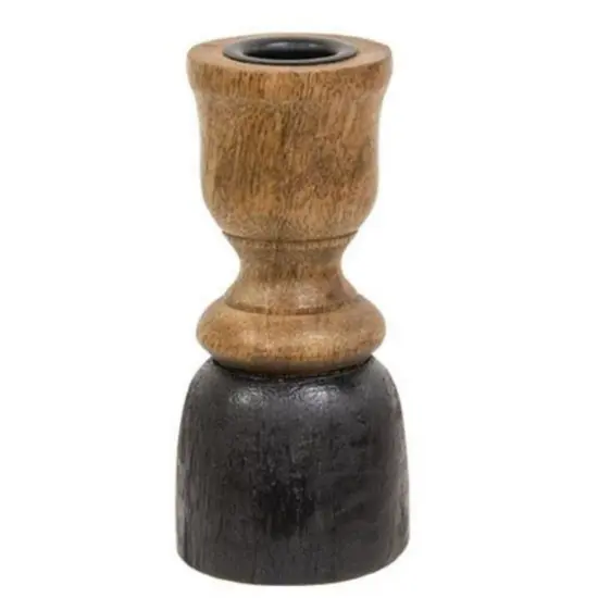 Black and Natural Wood Taper Candle Holder and Minimalist Design {1}