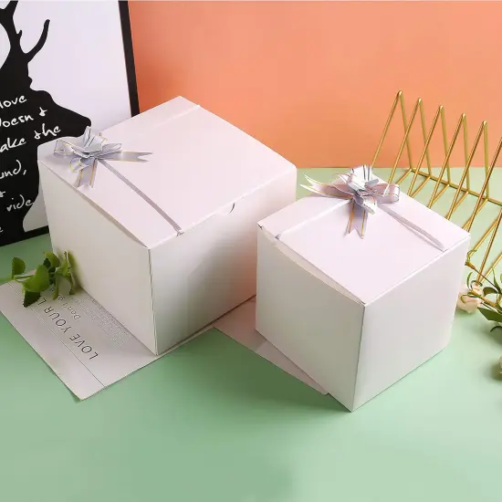 10 Pcs White Cardboard Gift Boxes with lids | 6x6x6inch Square Boxes | Medium Gift Boxes Suitable for Party, Wedding, Christmas, Holidays, Birthdays and All Other Occasions {3}