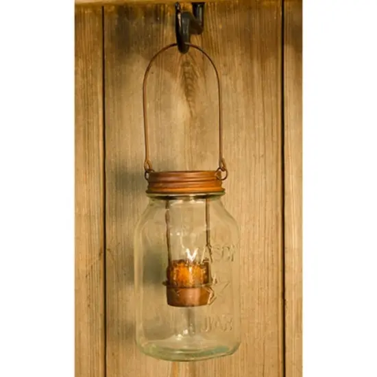 Metal Rusty Jar Lid Tealight Holder and Vintage Candle Holder with Handle {1}