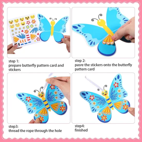 48 Pcs Spring Butterflies Craft Kits for Kids Spring DIY Art Craft Kits Make Your Own Butterfly Paper Craft Set DIY Butterflies Ornament Crafts for Kids Ages 3, 4, 5, 6, 8, 12 {3}