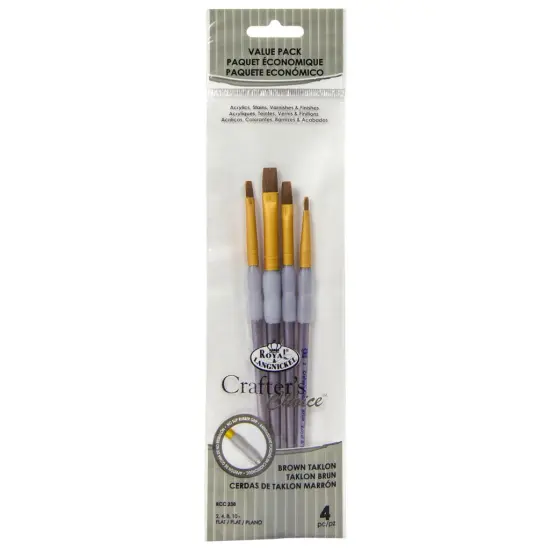 RCC 238 | Crafter's Choice&trade; 4pc Brown Taklon Flat Brush Set {1}