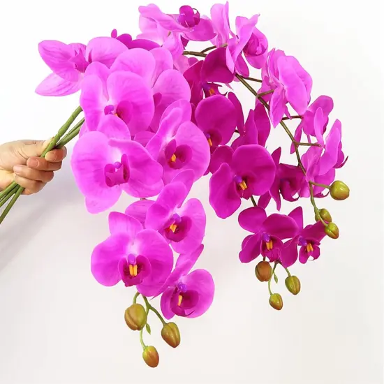 9 Heads Artificial Phalaenopsis Flowers 4 Pcs Artificial Orchid Flowers 42 inch Stem Plants for Home D&eacute;cor (Purple) {2}