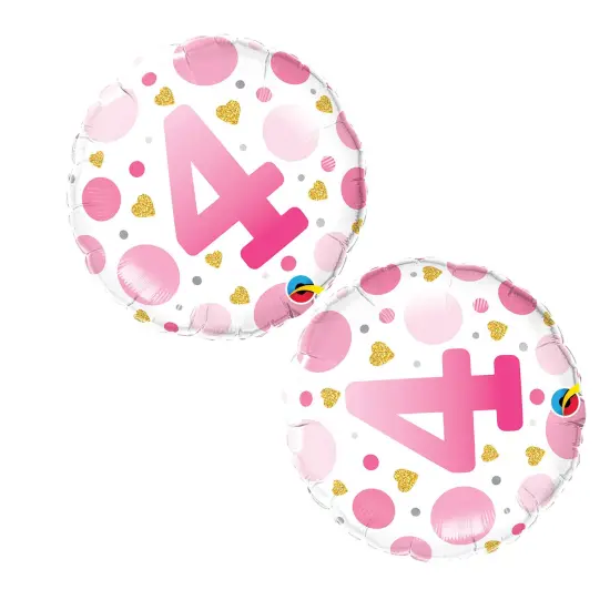 Age 4 Pink Dots 18 Inch Foil Mylar Balloon {5}