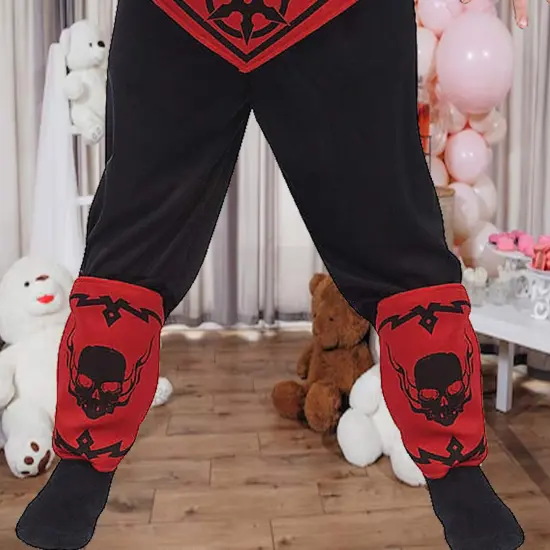 Red Black Ninja Costume for Kids with Skull Mask and Warrior Accessories {5}