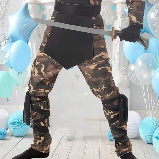 Boys Special Ops Ninja Costume with Muscle Chest Design Black {5}