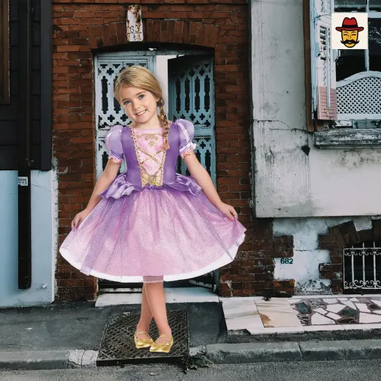 Girls Disney Rapunzel Costume, Purple Pink Dress Tulle Skirt Character Cameo {5}