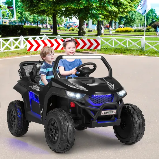Costway 12V 2-Seater Kids Ride On UTV RC Electric Vehicle Suspension w/ Lights & Music {10}