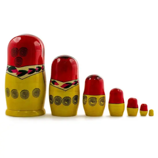 Set of 7 Wooden Dolls Nesting Dolls 7 Inches {4}