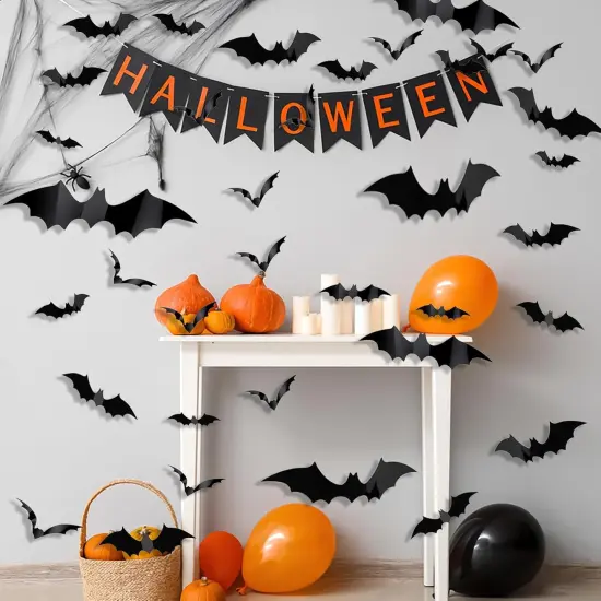 56Pcs Bats Wall Halloween Decorations {3}