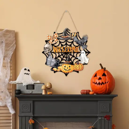 Halloween Front Door Decorations Wooden Wreaths {3}