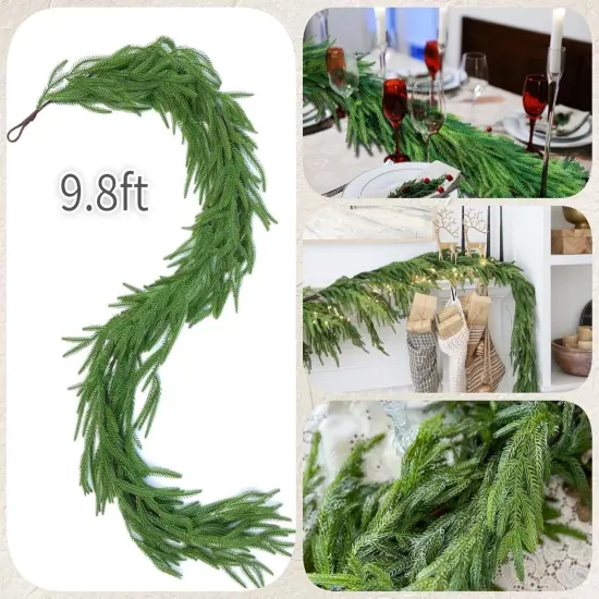 9.8FT Pine Cypress Vines Lighted Cedar Christmas Garland for Mantle {3}