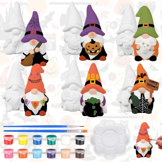Sets Paint Your Own Ceramic Gnome Statues Ready to Paint Ceramics Paintable {6}