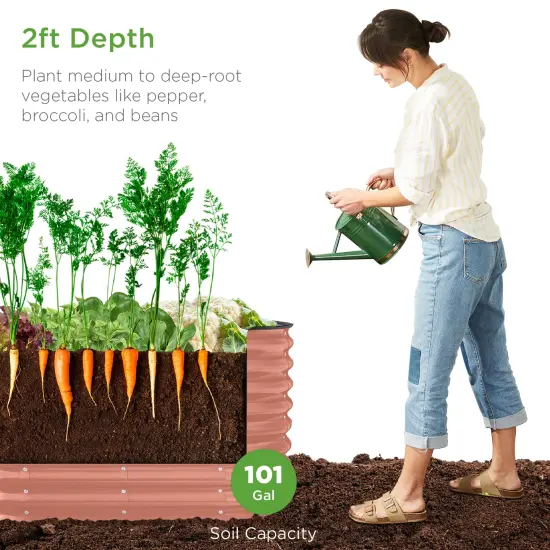 Best Choice Products 4x2x2ft Outdoor Raised Metal Oval Garden Bed, Planter Box for Vegetables, Flowers Terracotta {2}