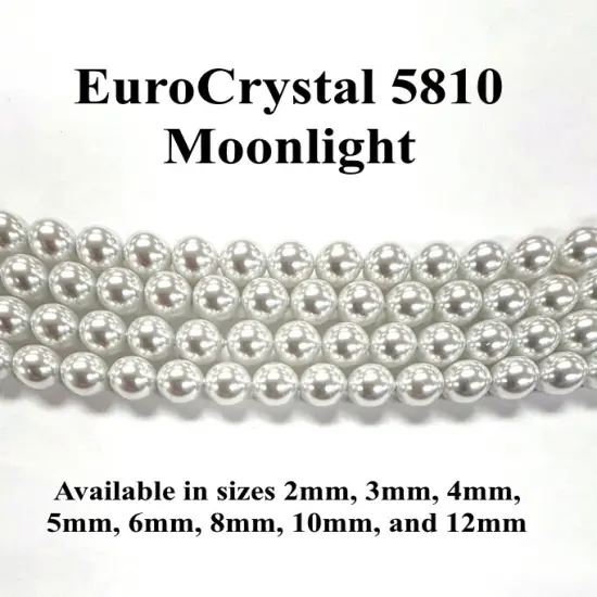 Moonlight EuroCrystal 5810 Round Pearls - 2mm, 3mm, 4mm, 5mm, 6mm, 8mm, 10mm, and 12mm - Strands - Made in Austria {4}