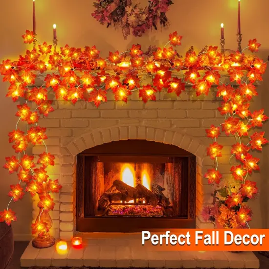 2 Pack Fall Garland with Lights Fall Decorations for Home {3}